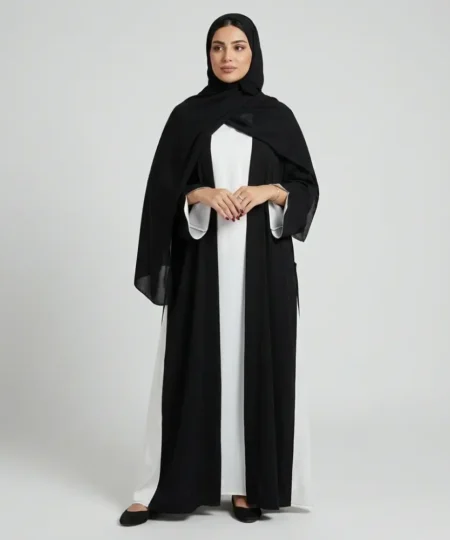 Black Abaya with White Inner