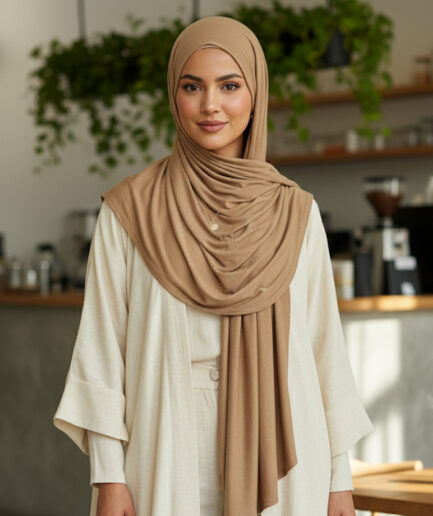 The Luxurious Caramel Brown Jersey Hijab