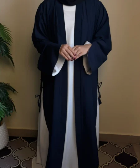 Navy Blue Nida Abaya with White Inner