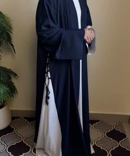 Navy Blue Nida Abaya with White Inner