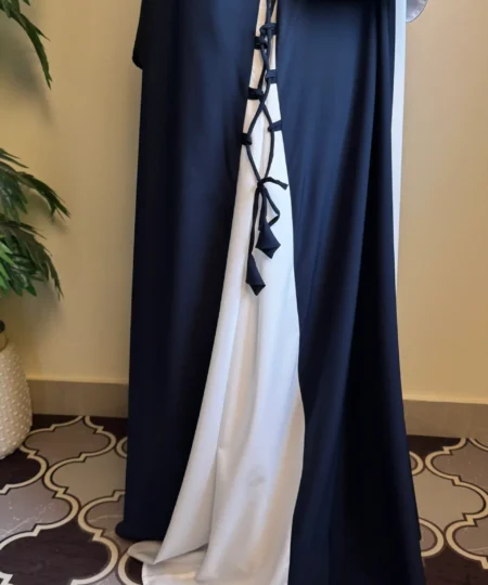 Navy Blue Nida Abaya with White Inner