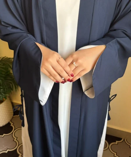 Navy Blue Nida Abaya with White Inner