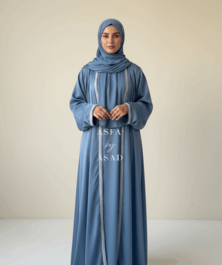 Elegant Blue Crepe Silk Abaya Set Premium Modest Wear