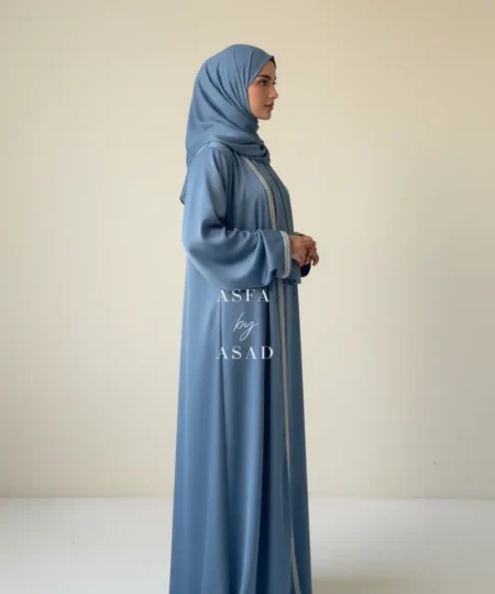 Elegant Blue Crepe Silk Abaya Set Premium Modest Wear