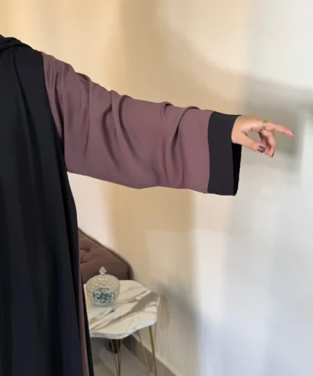 Premium Two-Tone Soft Nida Open Abaya with Inner & Scarf