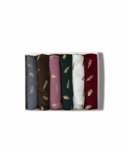 Metallic Gold Feather Print georgette scarf