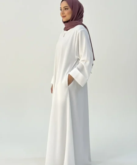White Front Closed Abaya