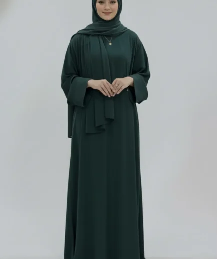 Dark Green Front Closed Abaya