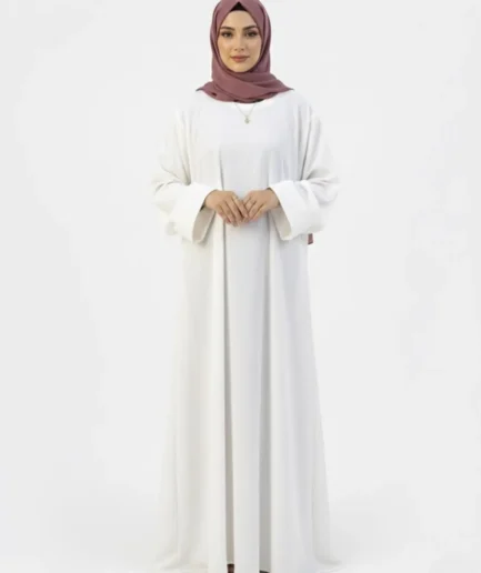 White Front Closed Abaya