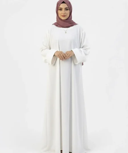 White Front Closed Abaya