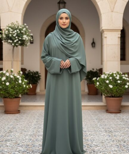 Sage Green Front Closed Abaya