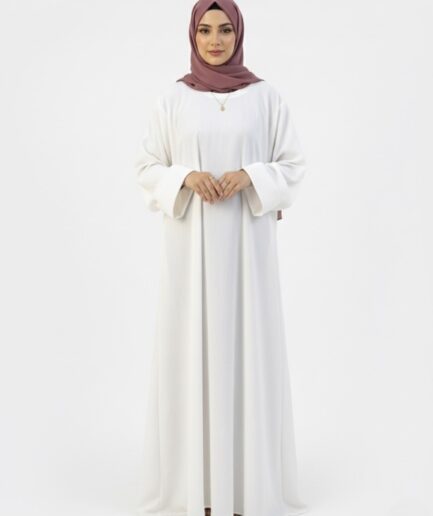 White Front Closed Abaya