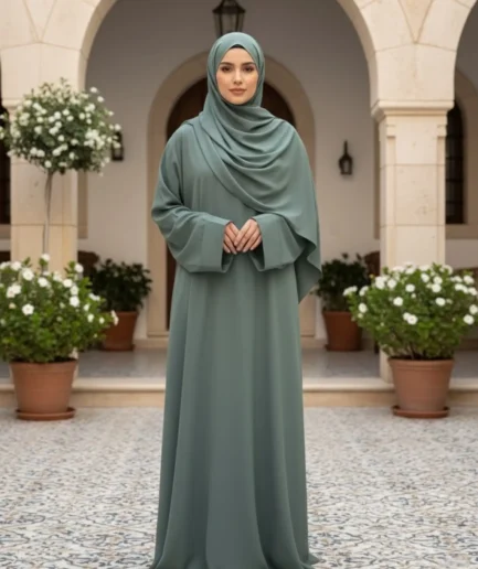 Sage Green Front Closed Abaya