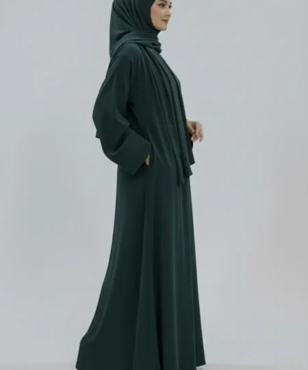 Dark Green Front Closed Abaya