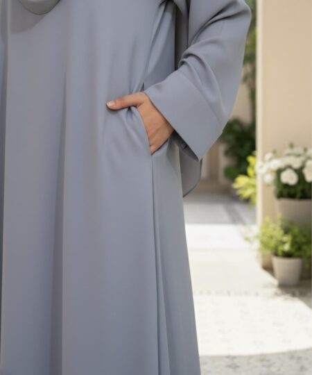 Grey Front Closed Abaya