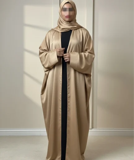 Golden Crepe Abaya – Complete 3-Piece Set