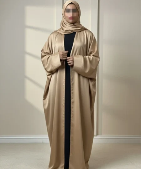 Golden Crepe Abaya – Complete 3-Piece Set