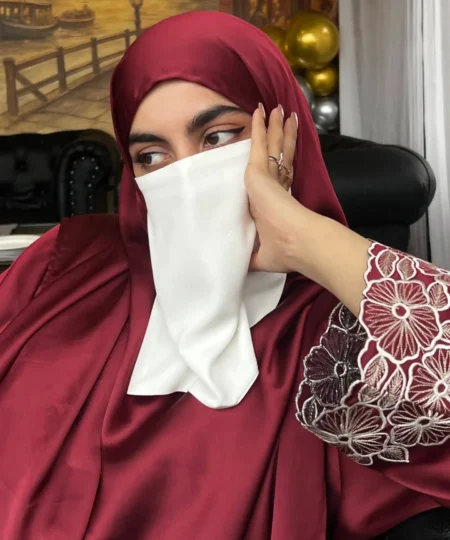 Maroon Elegant 3-Piece Abaya Set with Sleeveless Inner & Matching Scarf