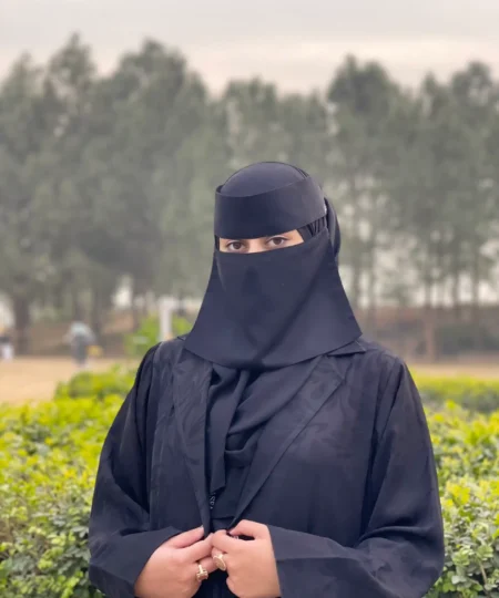Black Self Print Coat Collar Abaya