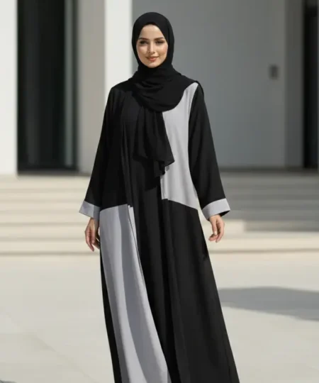 Black & Grey Two-Tone Nida Abaya