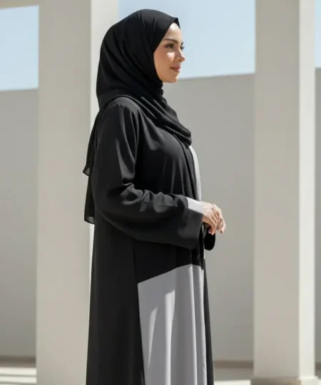 Black & Grey Two-Tone Nida Abaya
