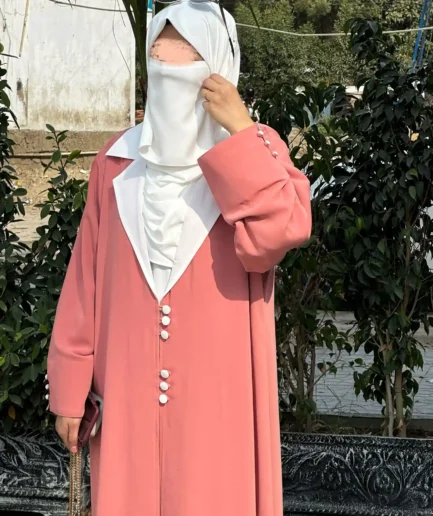 Dusty Peach Coat Collar Abaya