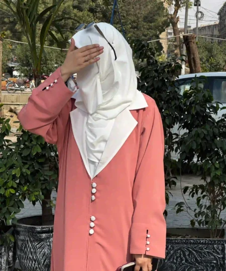 Dusty Peach Coat Collar Abaya