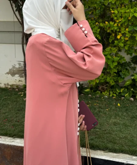Dusty Peach Coat Collar Abaya