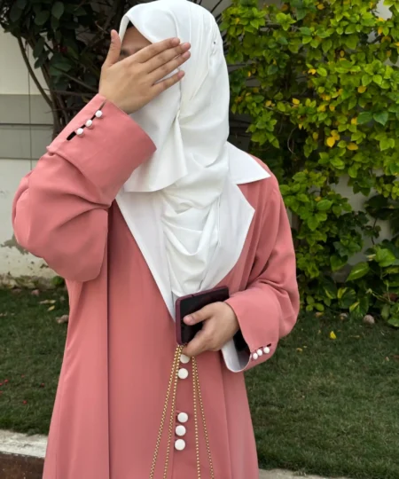Dusty Peach Coat Collar Abaya