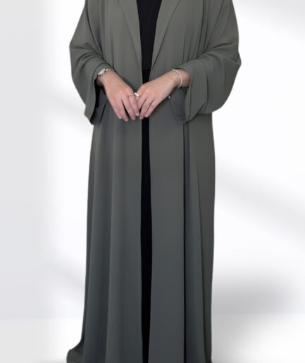 Elegant Coat Abaya – Greenish Grey