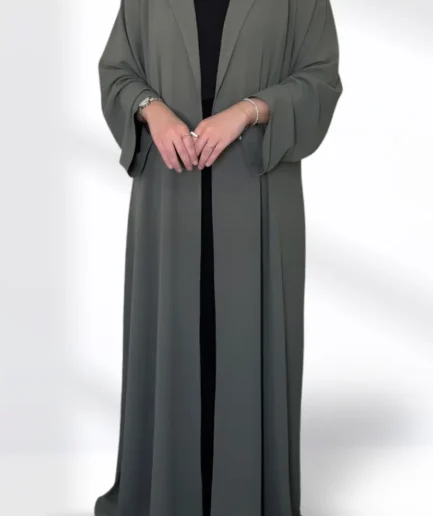 Elegant Coat Abaya – Greenish Grey