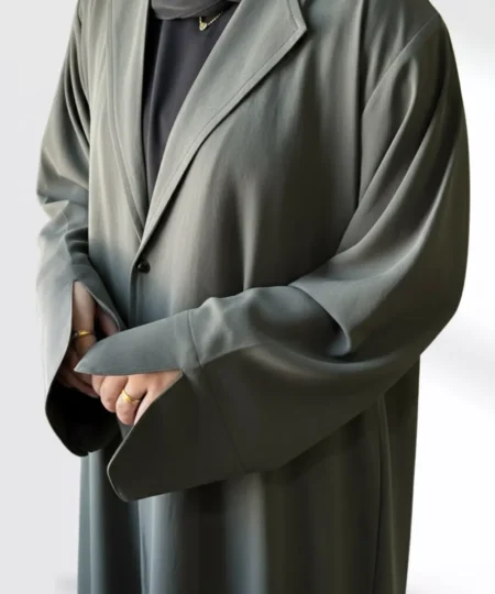 Elegant Coat Abaya – Greenish Grey