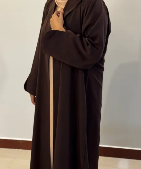 Brown Coat Collar Abaya – Only Upper