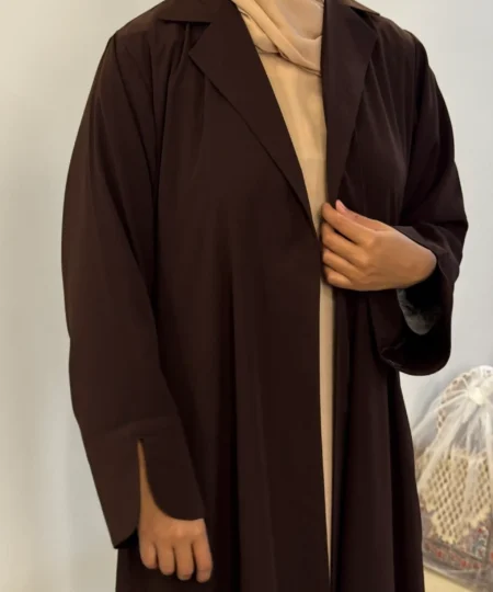 Brown Coat Collar Abaya – Only Upper