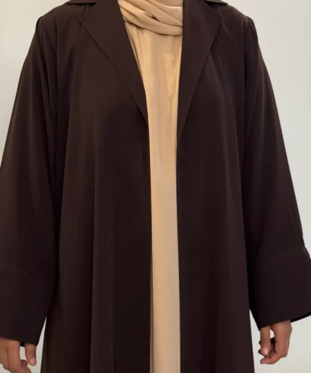 Brown Coat Collar Abaya – Only Upper