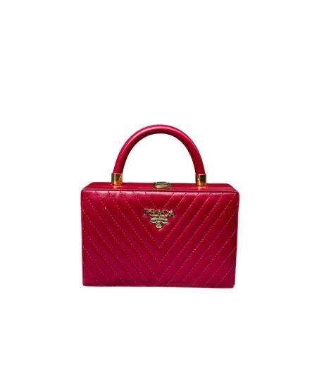 Quilted Box Clutch Bag with Gold Chain – Maroon