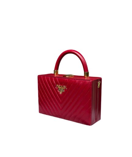 Quilted Box Clutch Bag with Gold Chain – Maroon