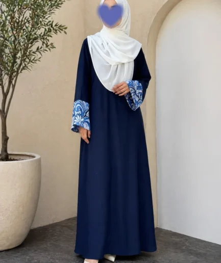 Sapphire Motif Navy Abaya Set