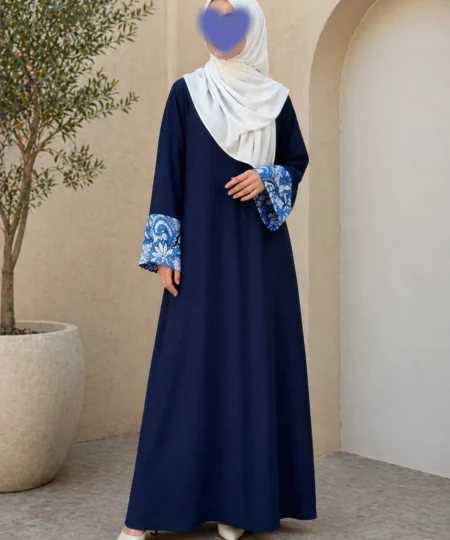 Sapphire Motif Navy Abaya Set