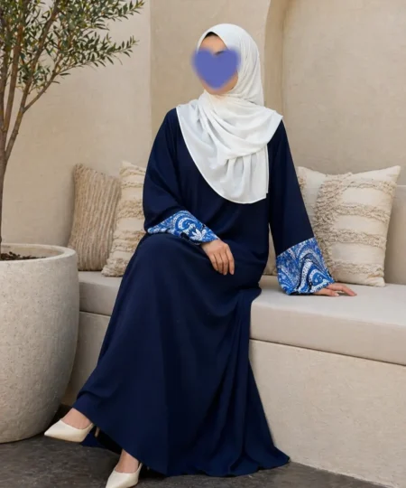 Sapphire Motif Navy Abaya Set