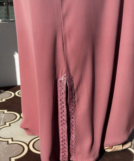 Pink Lace Elegance Abaya Set