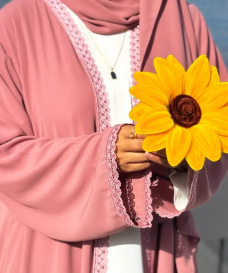 Pink Lace Elegance Abaya Set
