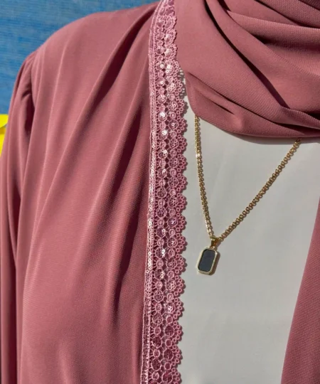 Pink Lace Elegance Abaya Set
