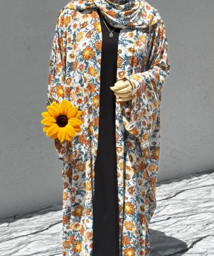 Sun-Kissed Floral 3-Piece Abaya Set