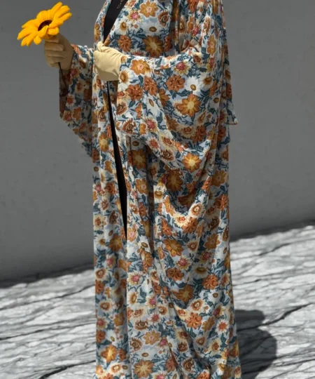 Sun-Kissed Floral 3-Piece Abaya Set