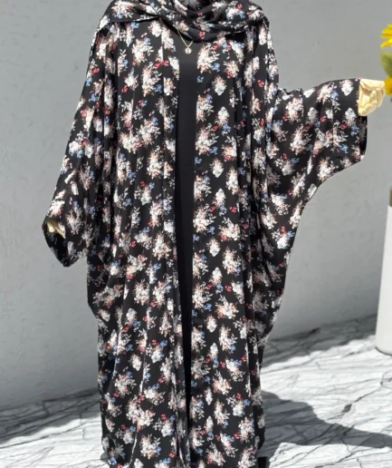 Midnight Garden Floral 3-Piece Abaya Set