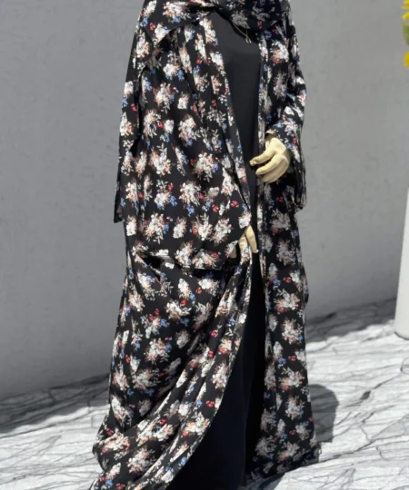 Midnight Garden Floral 3-Piece Abaya Set
