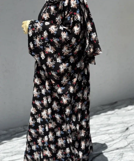 Midnight Garden Floral 3-Piece Abaya Set