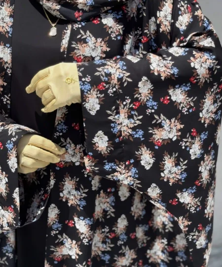 Midnight Garden Floral 3-Piece Abaya Set