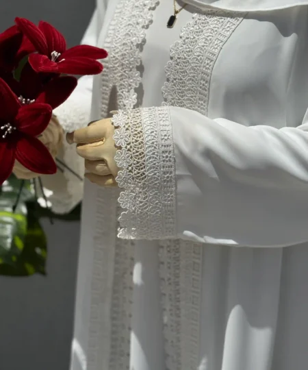 Ethereal White Lace Nida Abaya Set
